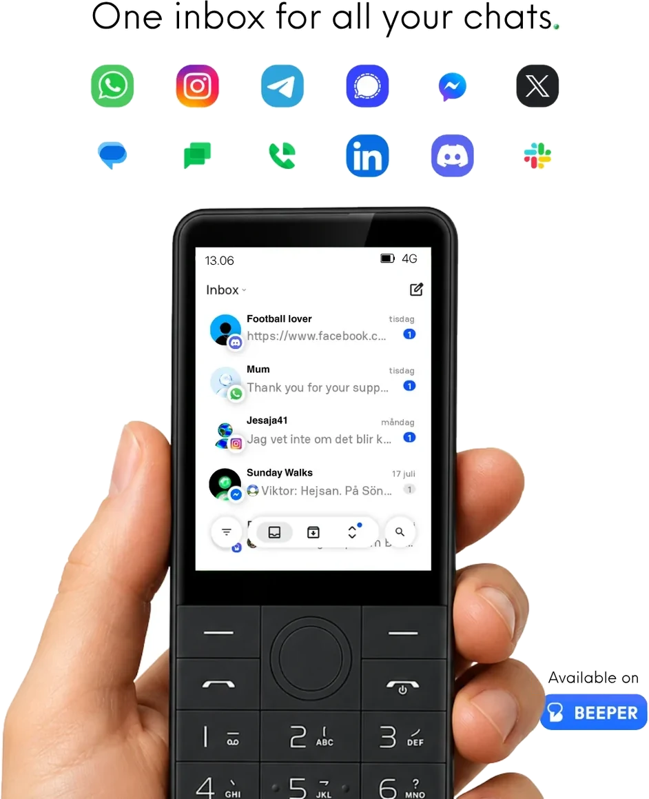 One inbox for all your chats: WhatsApp, Instagram, Messenger, Telegram, Signal and more in the Beeper app, available on Lagom.