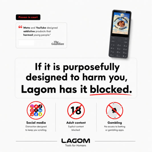 “Minimalist Lagom phone for kids and adults, without social media, designed for focus and safety”